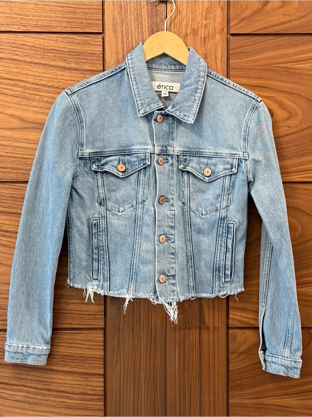 Ética EUC Cropped Frayed Hem Denim Spring Summer Jacket - Sz XS